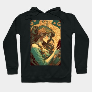 Woman on Phone - Art Nouveau Style Hoodie